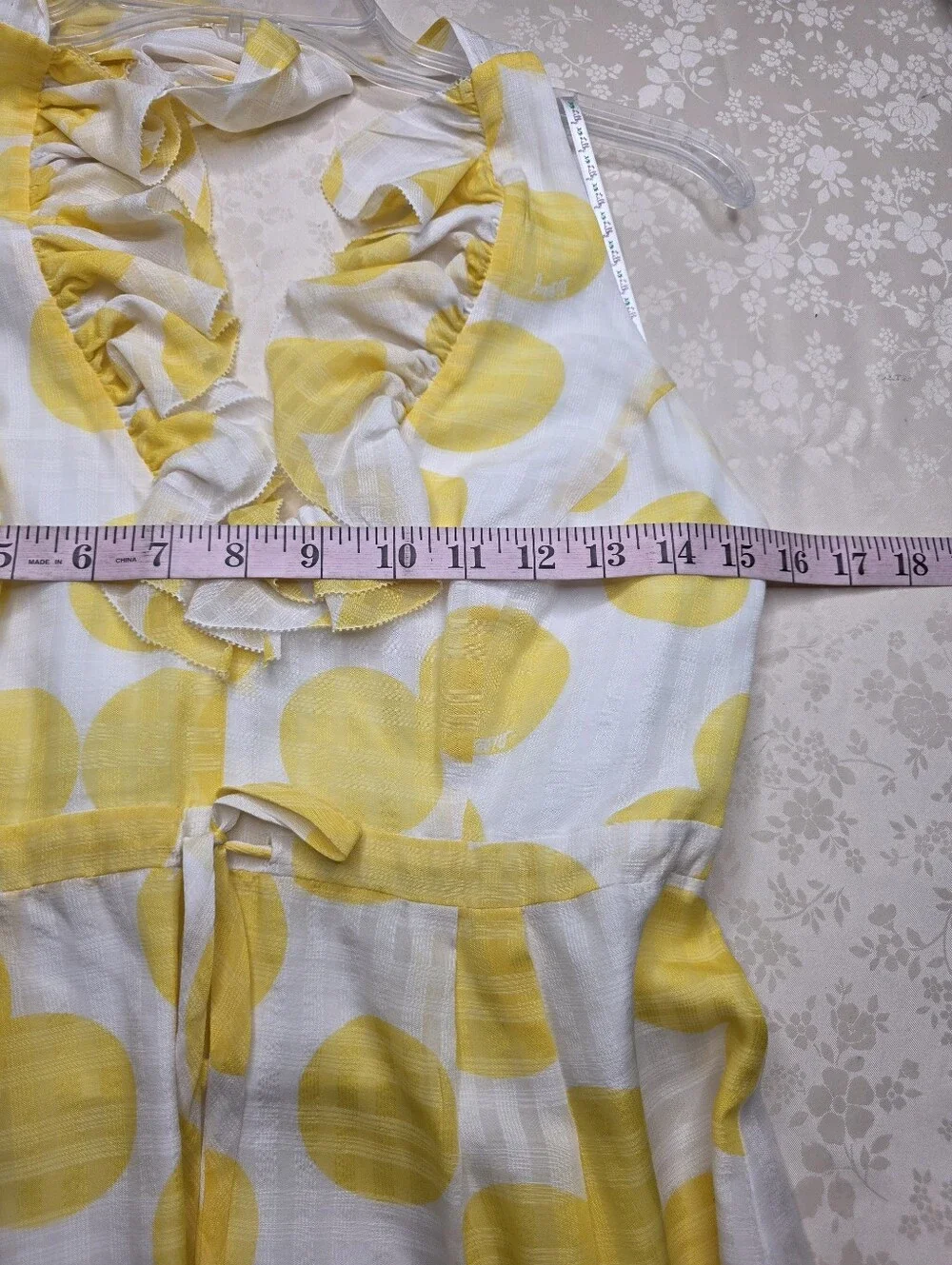 Lilly Pulitzer Silk Cotton Yellow Polka Dot Ruffle Halter Dress Size 4 - Picture 9 of 14